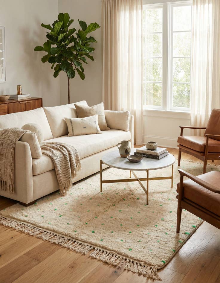 Detail image of 5' 2 x 8'  Hand Knotted Moroccan Wool Rug