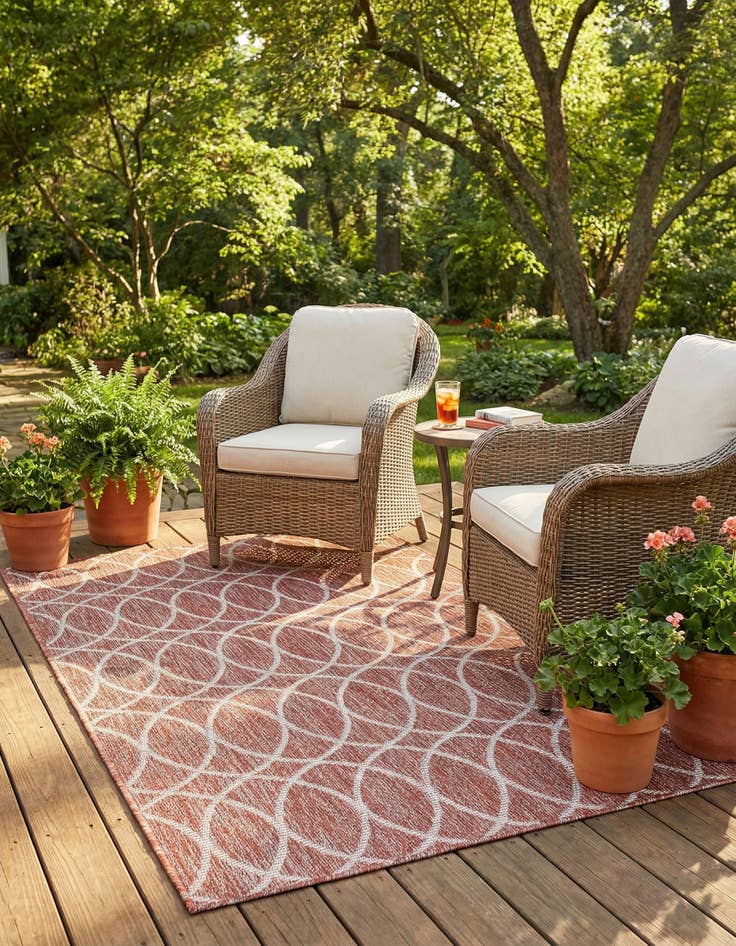 Detail image of  3' x 5' 3  Washable Lattice Indoor / Outdoor Rug