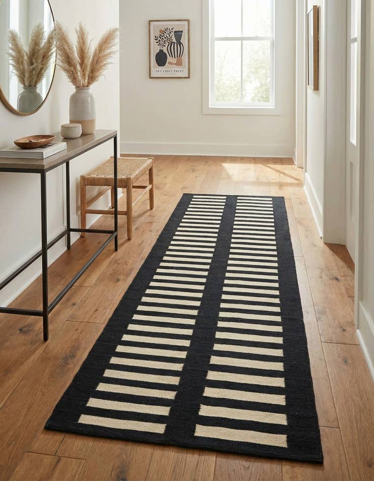 Detail image of 2' 5 x 10' 2  Hand Woven Kilim Modern Wool Runner Rug