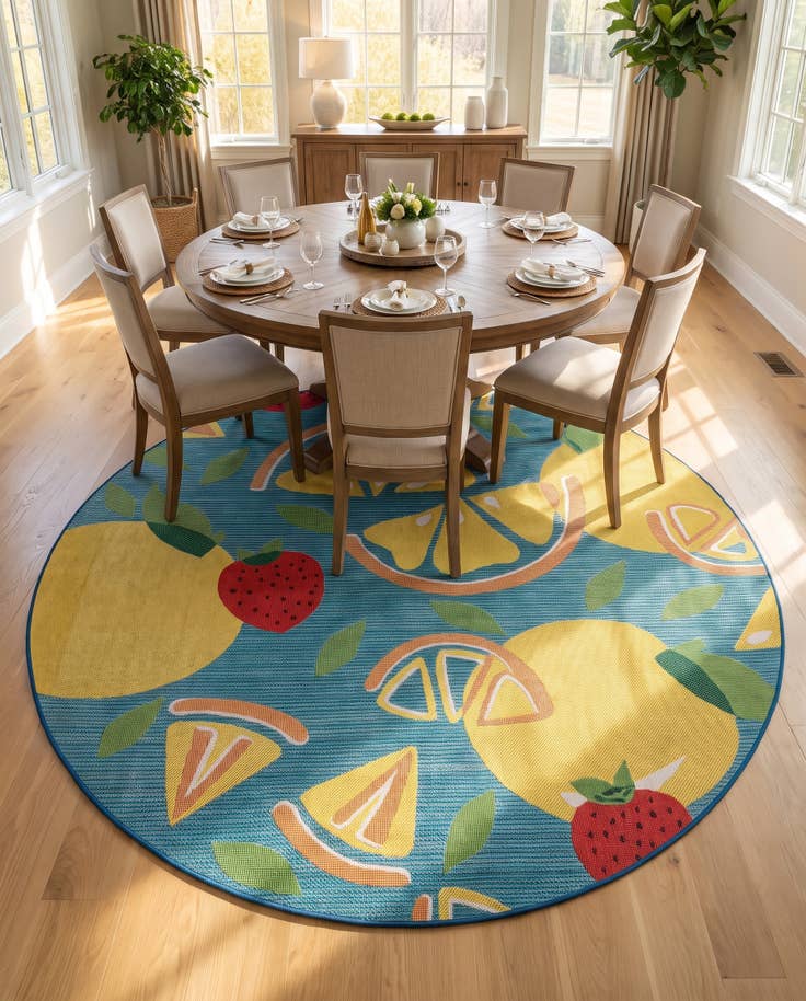 Detail image of 10' x 10' Easy-Clean Baja Indoor / Outdoor Round Rug