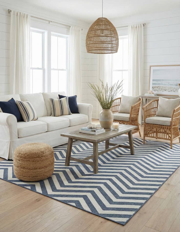 Detail image of 9' x 12'  Washable Coastal Indoor / Outdoor Rug
