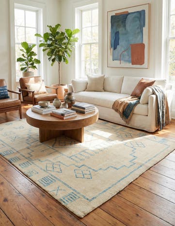 6' 9 x 9' 7 Hand Knotted Moroccan Wool Rug