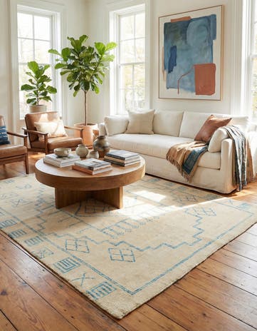 6' 9 x 9' 7 Hand Knotted Moroccan Wool Rug