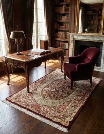 3' 4 x 4' 11 Ghom Silk Rug