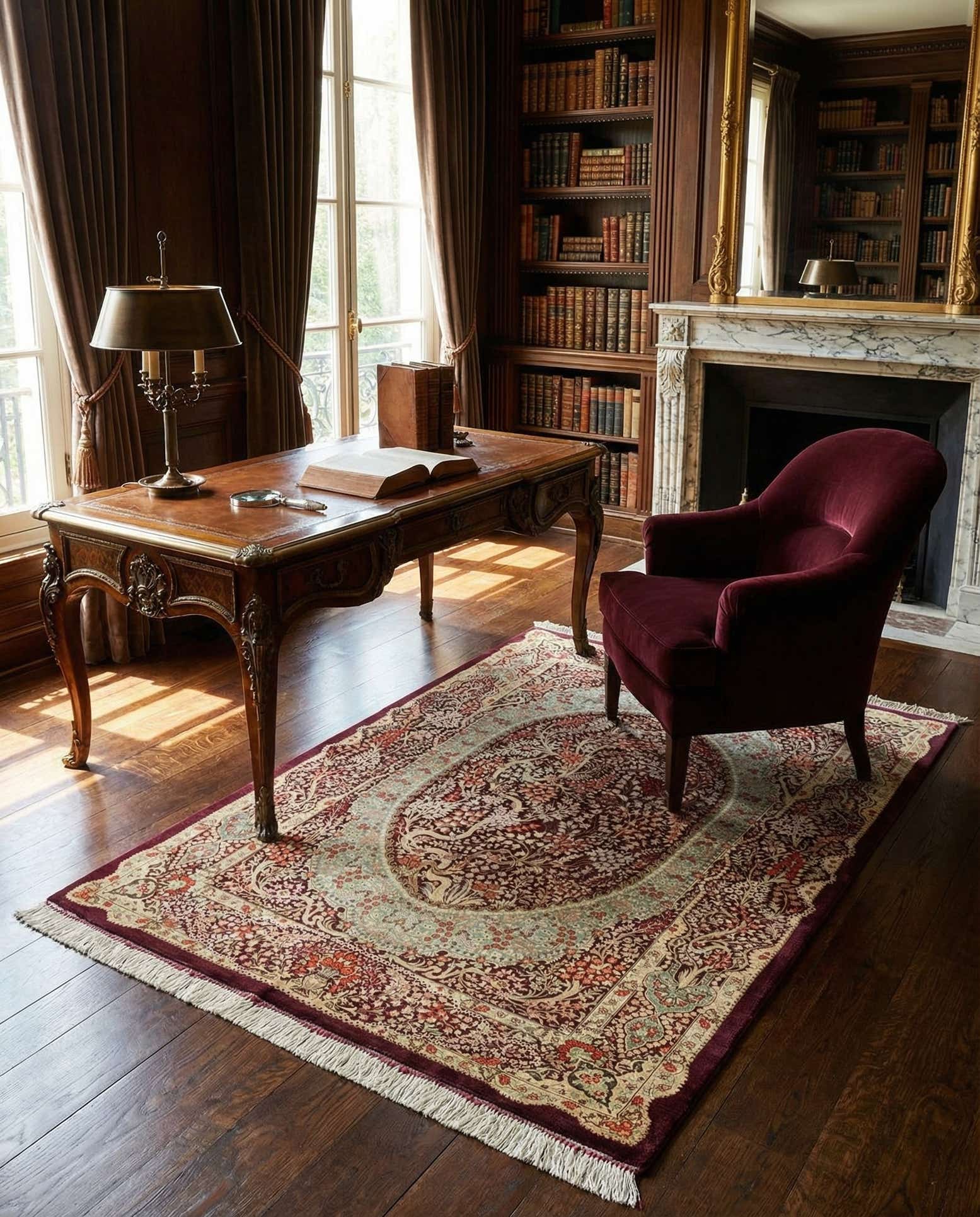 3' 4 x 4' 11 Ghom Silk Rug