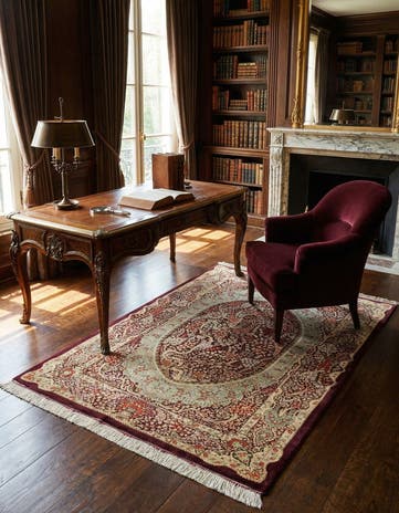3' 4 x 4' 11 Ghom Silk Rug