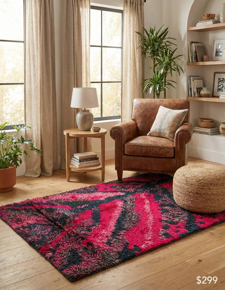 Detail image of  2' 5 x 4' 6  Hand Knotted Moroccan Wool Rug