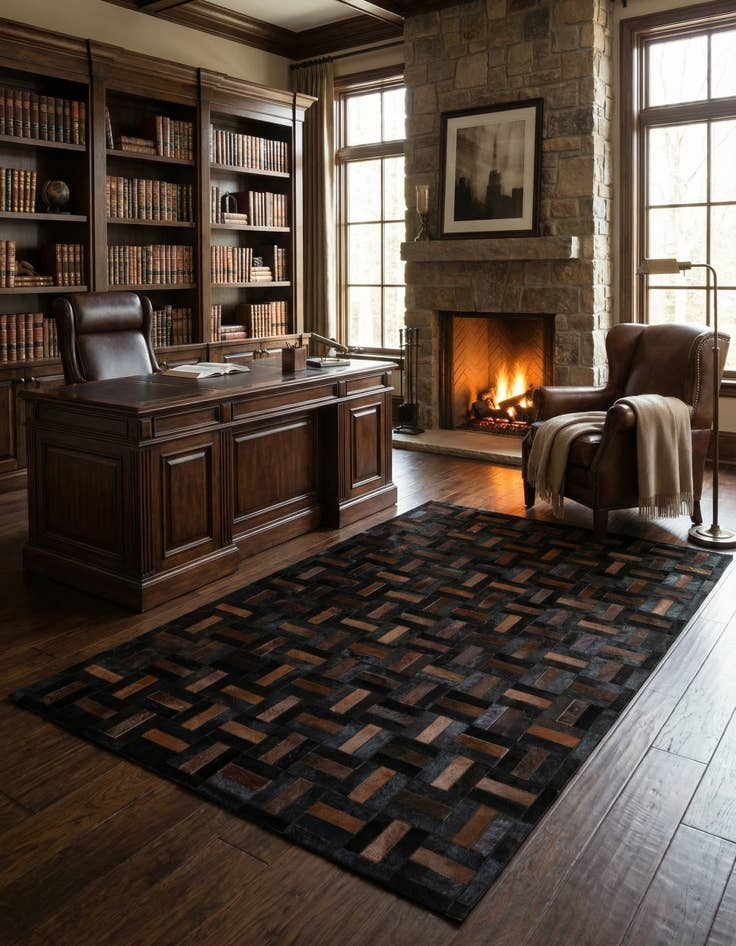 Detail image of  5' 3 x 8' 2 Cowhide - Patchwork Rug