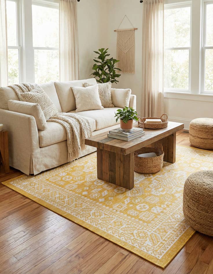 Detail image of 5' 3 x 5' 3  Washable Aztec Indoor / Outdoor Square Rug