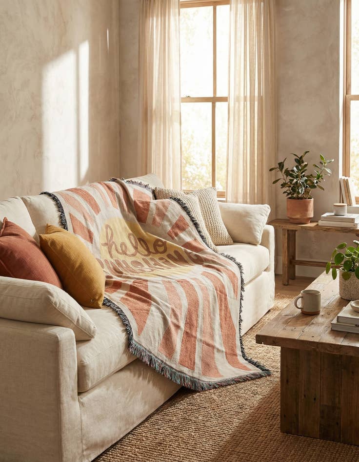 Detail image of 4' 6 x 6' Hello Sunshine Throw Blanket