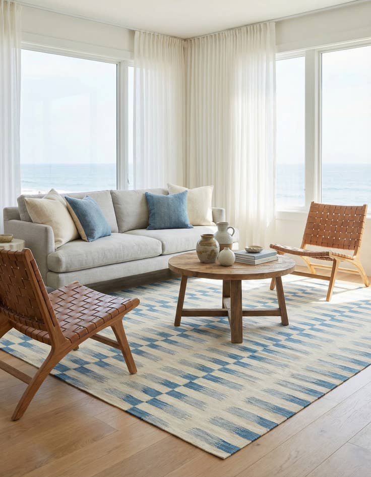 Detail image of 6' x 7' 9  Hand Woven Kilim Modern Wool Rug