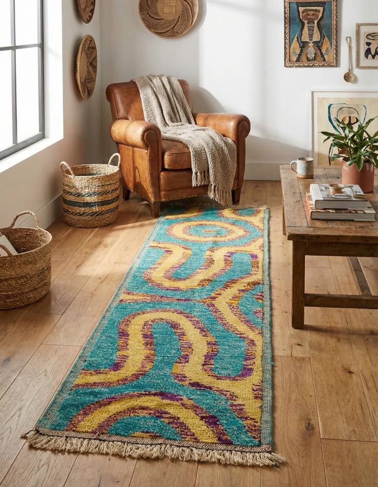 Detail image of  2' 8 x 10'  Hand Knotted Moroccan Wool Runner Rug