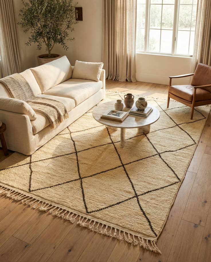 Detail image of 6' 5 x 9' 7 Hand Knotted Moroccan Wool Rug