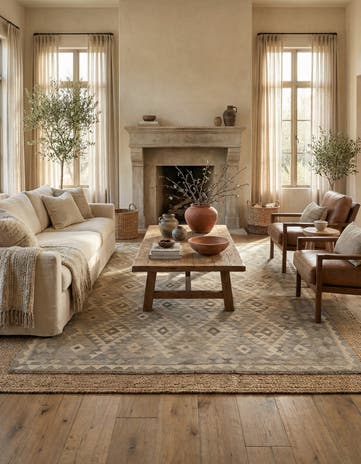 6' 10 x 9' 10 Hand Woven Kilim Maymana Wool Rug