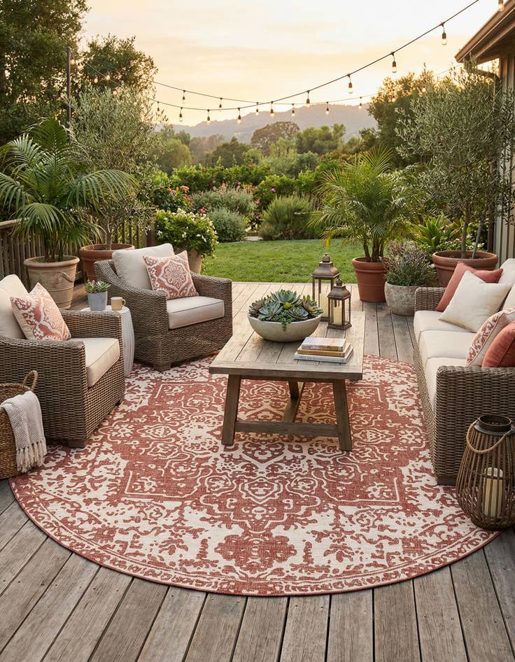 Detail image of 13' x 13'  Washable Jill Zarin Dubai Indoor / Outdoor Round Rug