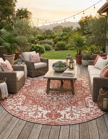 13' x 13' Easy-Clean Jill Zarin Dubai Indoor / Outdoor Round Rug