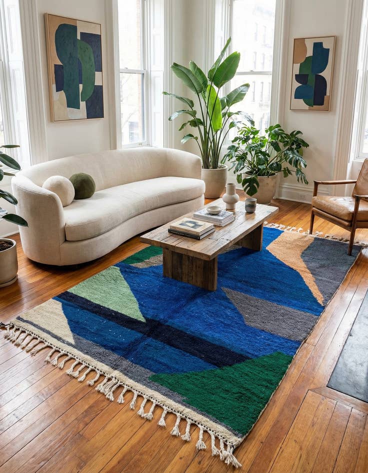 Detail image of 5' 3 x 8'  Hand Knotted Moroccan Wool Rug