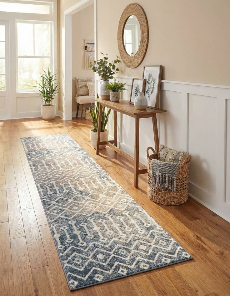 Detail image of 2' 7 x 13' Bohemian Trellis Runner Rug
