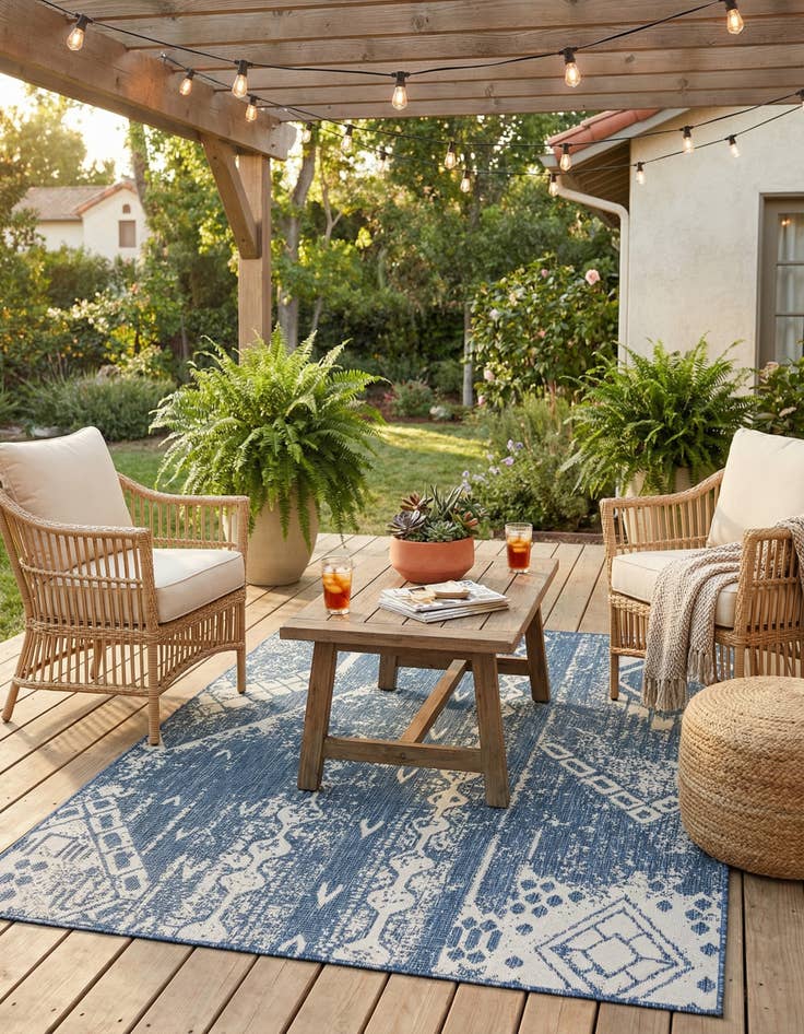 Detail image of 5' 3 x 8'  Washable Bohemian Indoor / Outdoor Rug