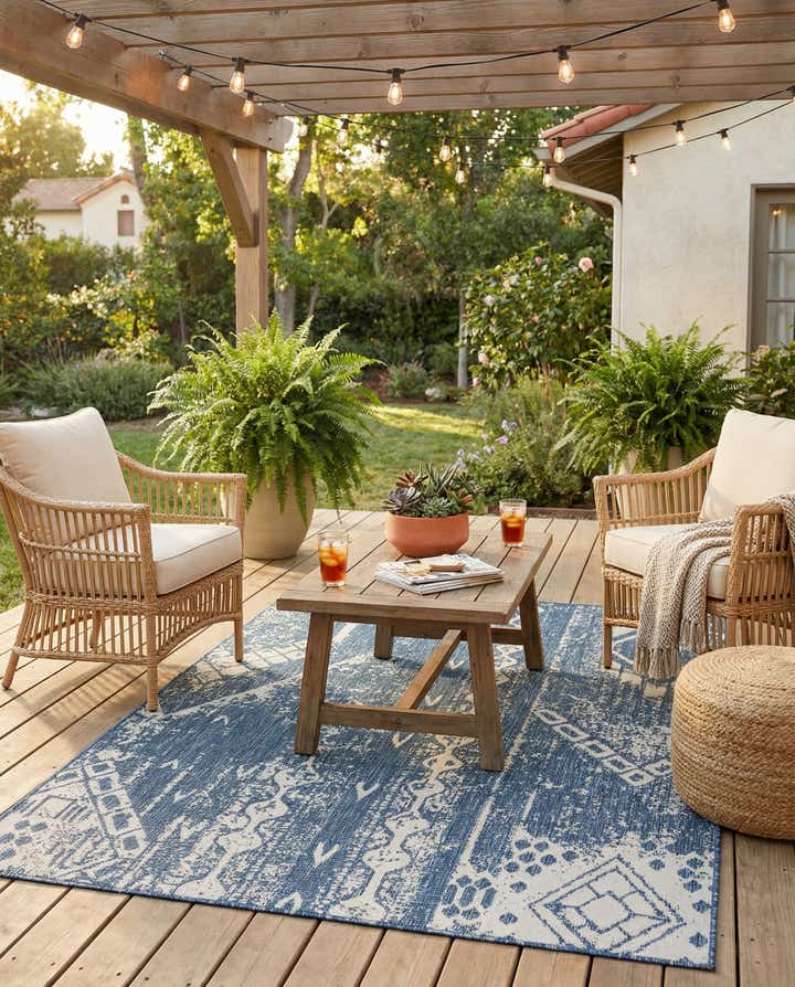 5' 3 x 8' Easy-Clean Bohemian Indoor / Outdoor Rug