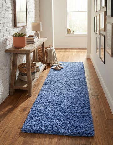 2' 7 x 13' Solid Shag Runner Rug