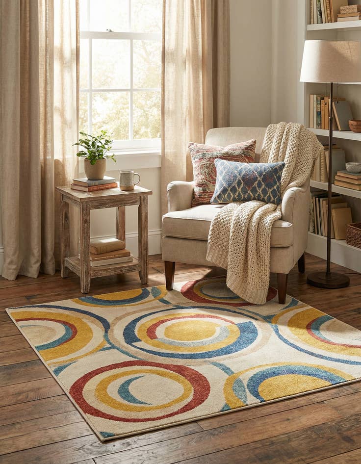 Detail image of 5' 3 x 5' 3 Kamala Washable Square Rug