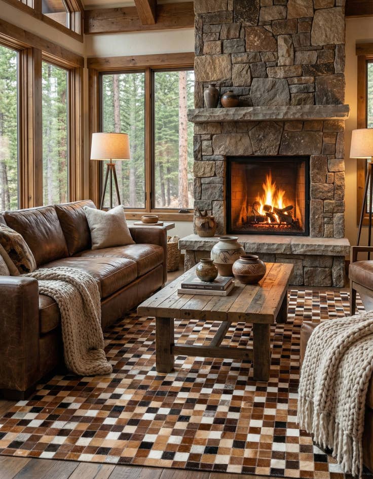 Detail image of 4' x 5' 11 Cowhide Stocks Rug