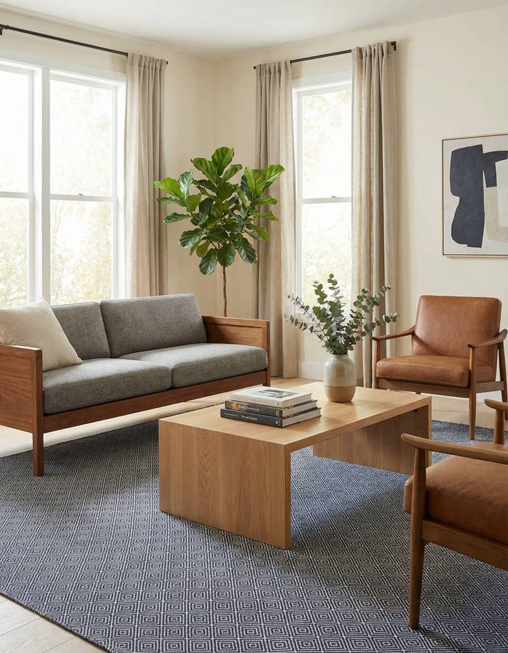 Detail image of  12' x 12'  Hand Woven Geo Trellis Flatweave Square Rug