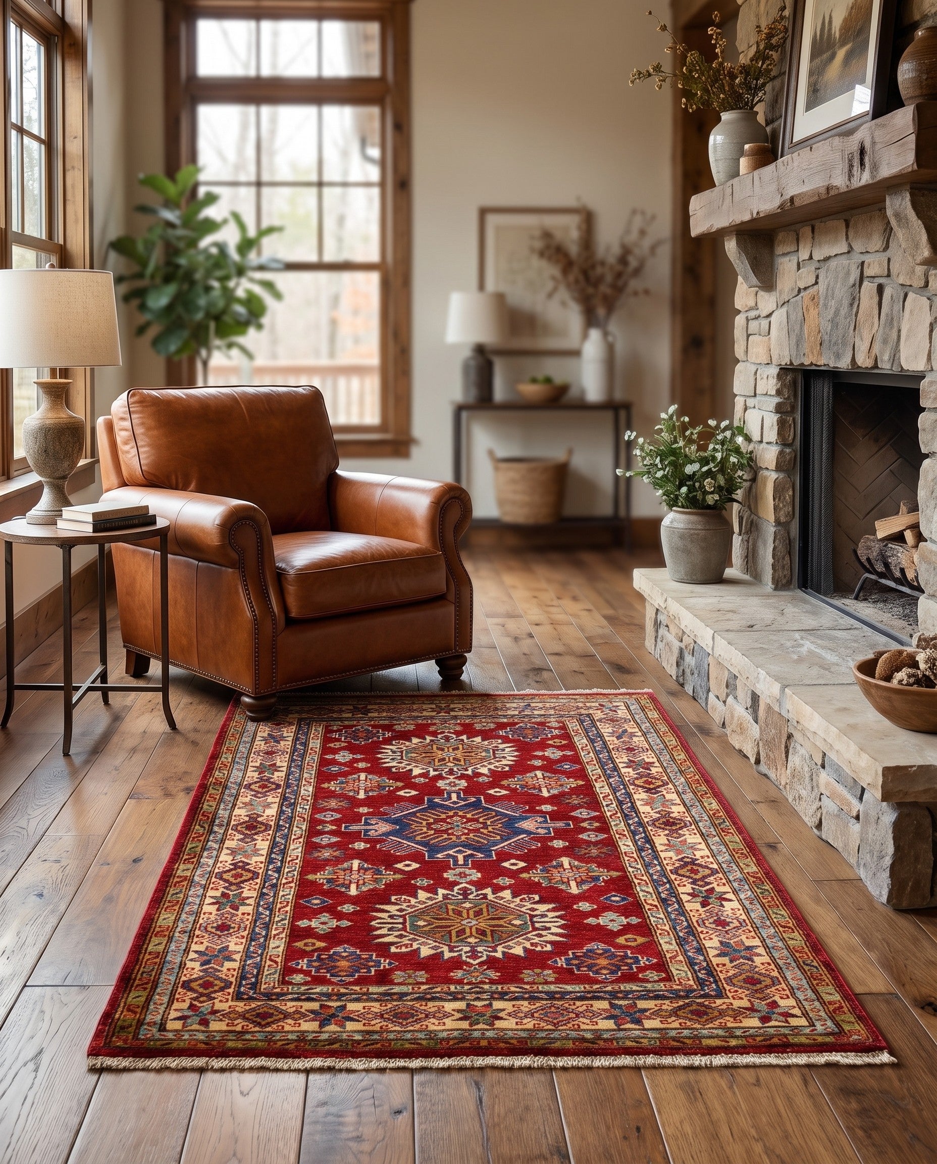 3' 7 x 5' 1 Hand Knotted Kazak Rug