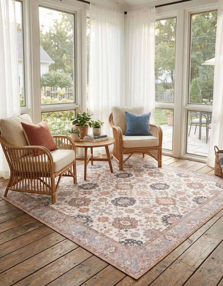 Detail image of 7' 10 x 7' 10 Washable Timeless Square Rug