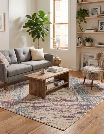 Ivory and Gray Deepa Square Rug