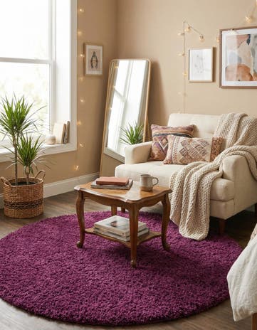 4' x 4' Solid Shag Round Rug