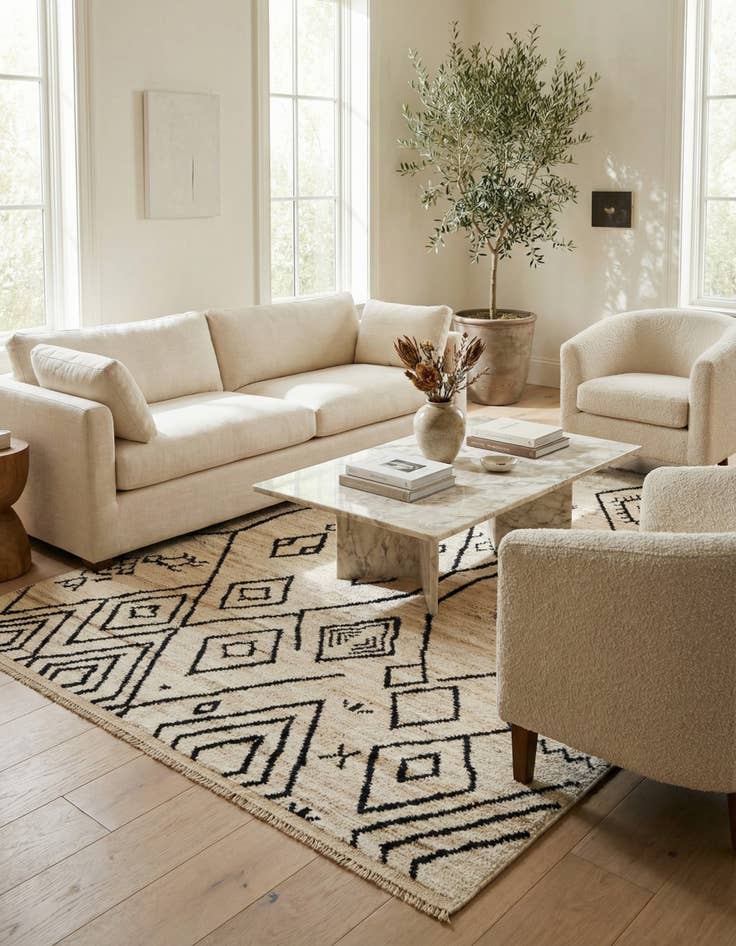 Detail image of 5' 7 x 7' 11 Hand Knotted Moroccan Wool Rug