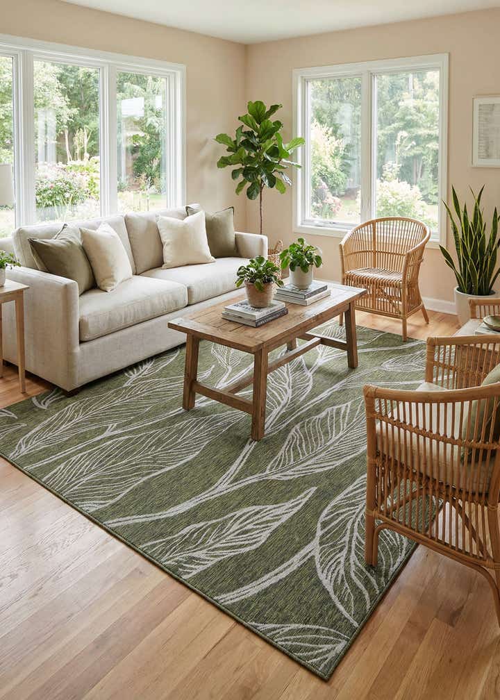 10' x 13' Easy-Clean Botanical Indoor / Outdoor Rug