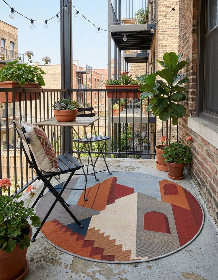 Detail image of  3' x 3'  Washable Modern Indoor / Outdoor Round Rug