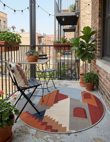 3' x 3' Easy-Clean Modern Indoor / Outdoor Round Rug