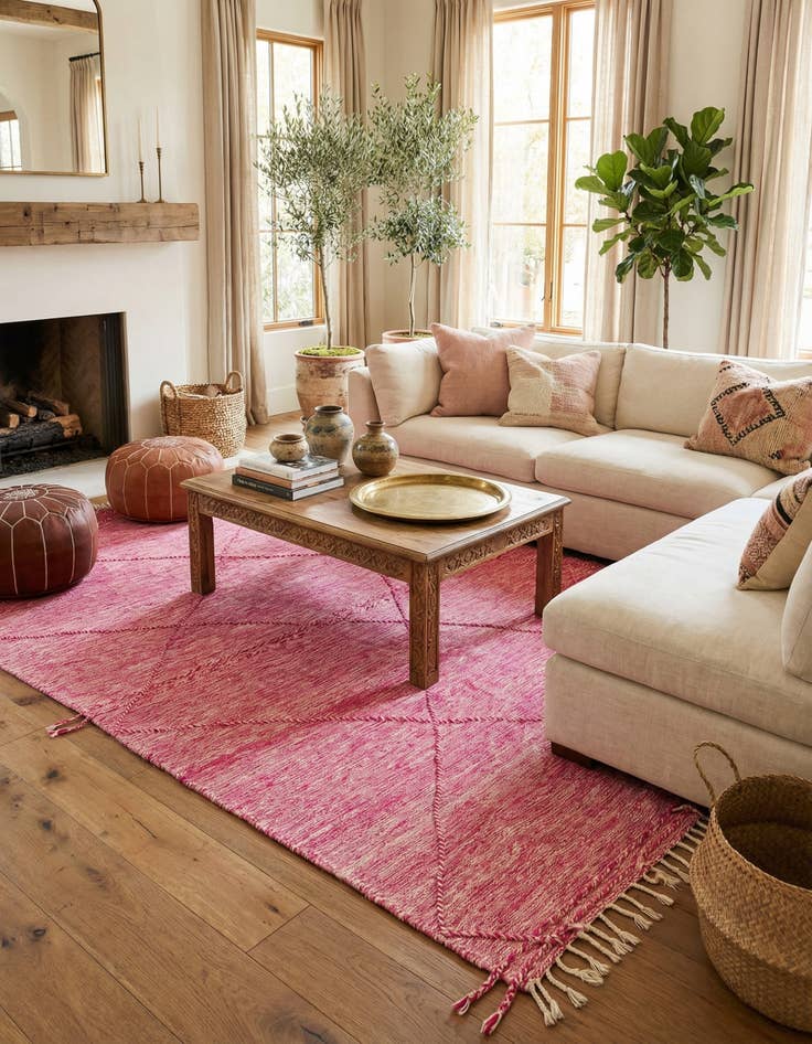 Detail image of 6' 7 x 10'  Hand Knotted Moroccan Wool Rug