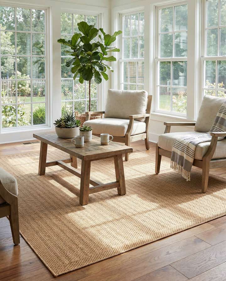 7' 10 x 7' 10 Easy-Clean Border Indoor / Outdoor Square Rug