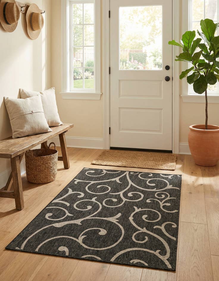 Detail image of 4' x 6'  Washable Botanical Indoor / Outdoor Rug