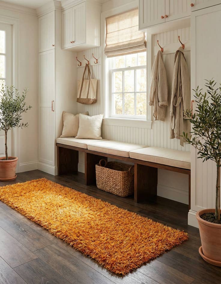 Detail image of 2' 5 x 4' 8  Hand Knotted Solid Shag Runner Rug