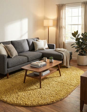 Yellow Everyday Shag Oval Rug