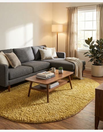 Yellow Everyday Shag Oval Rug