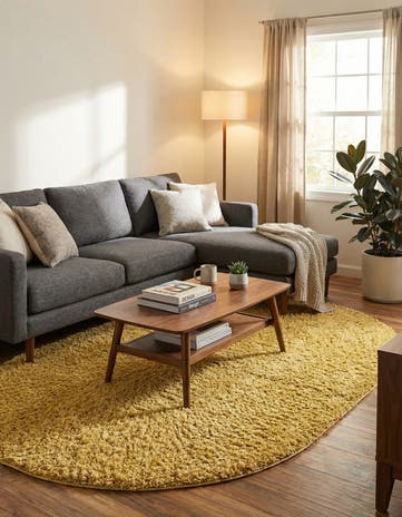 Yellow Everyday Shag Oval Rug