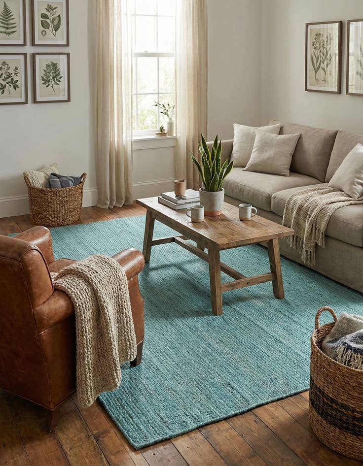 Detail image of  7' 1 x 10'  Hand Braided Jute Rug