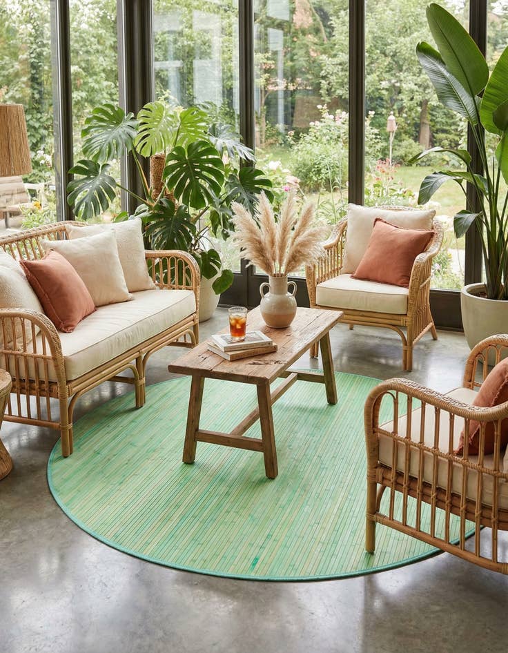 Detail image of  7' x 7' Bamboo Round Rug