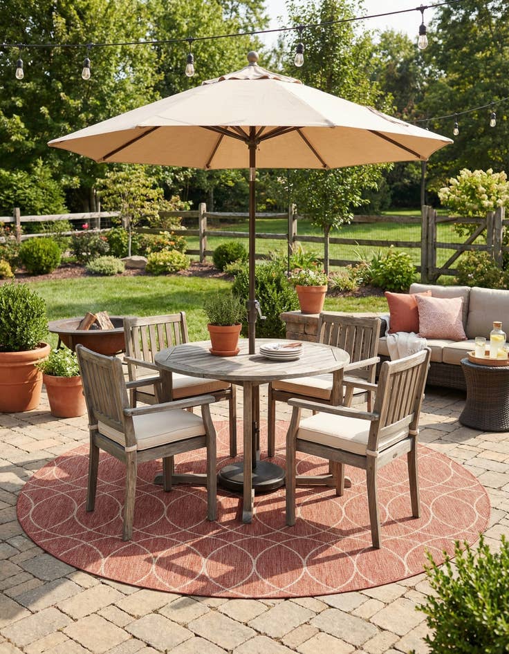 Detail image of  10' x 10'  Washable Lattice Indoor / Outdoor Round Rug