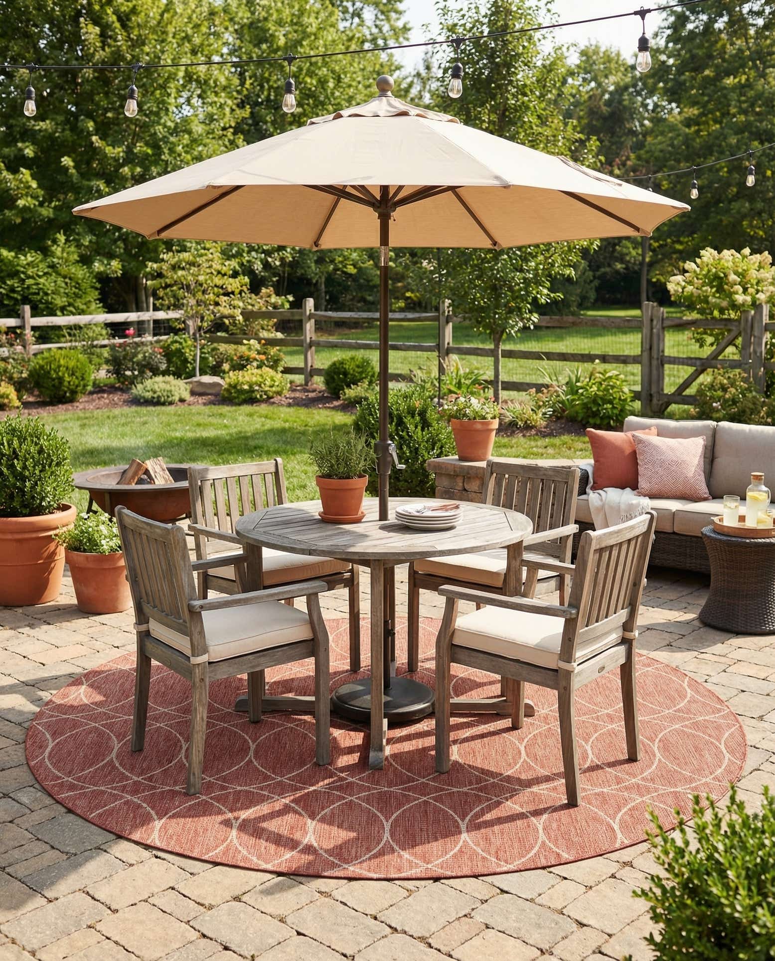 10' x 10' Easy-Clean Trellis Indoor / Outdoor Round Rug