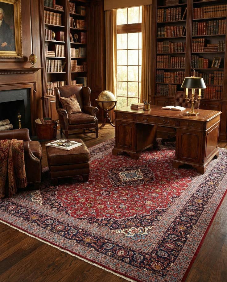 Detail image of 9' 9 x 13' 1 Hand Knotted Kashan Persian Wool Rug