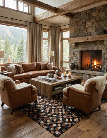 5' x 8' Cowhide Leather Rug