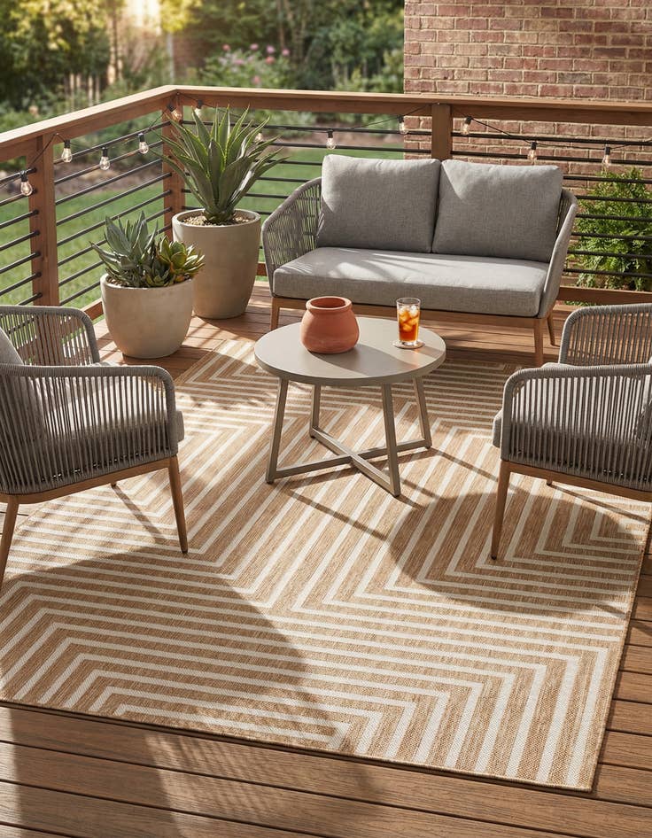 Detail image of 5' 3 x 7' Easy-Clean Modern Indoor / Outdoor Rug